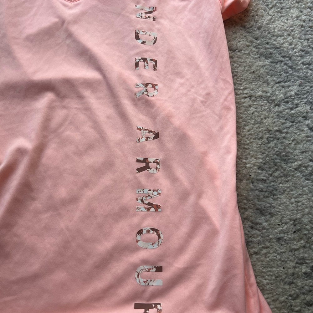 Under Armour Pink V Neck Athletic Workout T Shirt - Picture 2 of 4